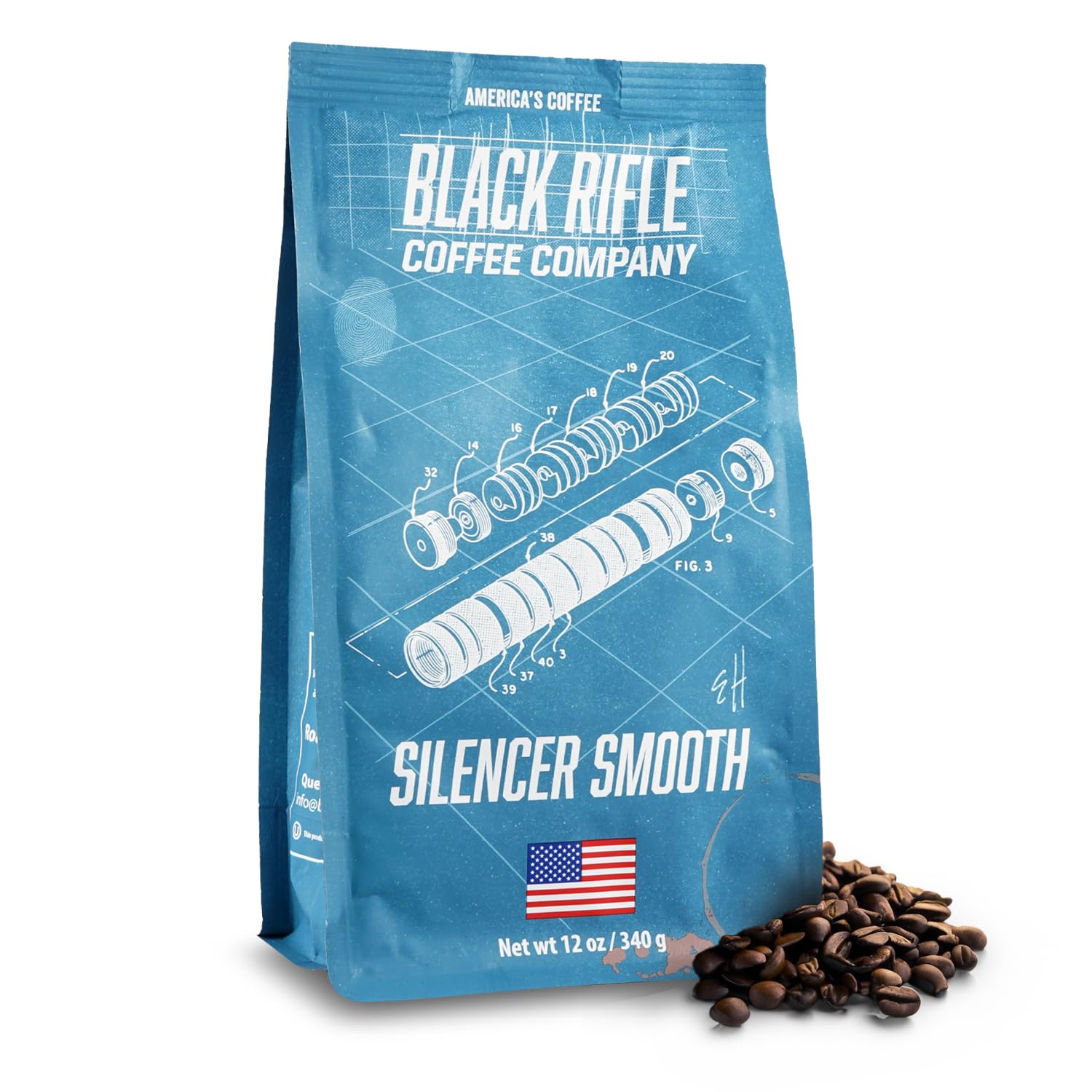 Black Rifle Coffee Company Silencer Smooth, Light Roast Whole Coffee Beans, 12 Oz Bag