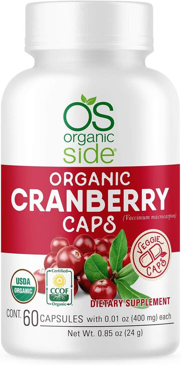 Os Organic Side - Organic Cranberry 60 Capsules - Prevention Of Uti - Certified Usda - Non Gmo - Vegan
