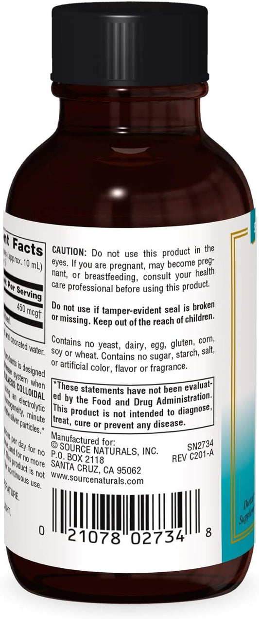 Source Naturals Wellness Colloidal Silver 45 Ppm, Supports Physical Well Being* - 2 Fluid Oz