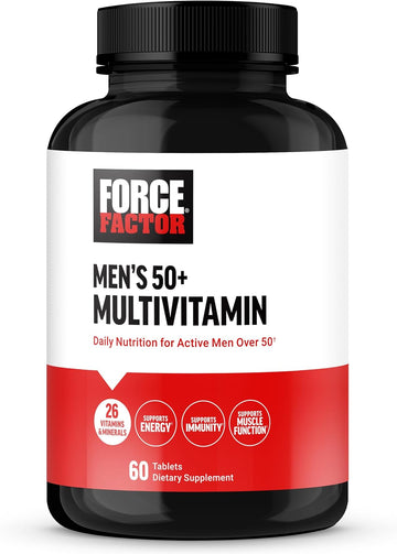 Force Factor Men?s Multivitamin 50 Plus, Multivitamin for Men with 26 Vitamins and Minerals, and Phytonutrients to Support Energy, Immunity, and Muscle Function, 60 Tablets