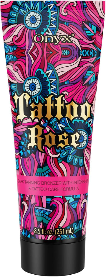 Onyx Tattoo Rose Bronzing Accelerator | Sunbed Cream For Tattooed Skin | Indoor & Outdoor Tan Enhancer With Hydration | Smooth, Even, Streak-Free Finish | Long-Lasting Tattoo Care & Dark Tan Results