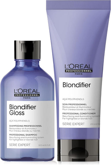 L'Oréal Professionnel Serie Expert Blondifier Gloss Shampoo & Conditioner Set, Protects And Brightens Blonde Hair, 300 Ml And 200 Ml
