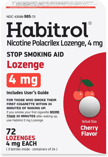 Habitrol Nicotine Lozenges 4 Mg Cherry Flavor – 72 Count – Stop Smoking Aid – Reduce Cravings And Withdrawal Symptoms