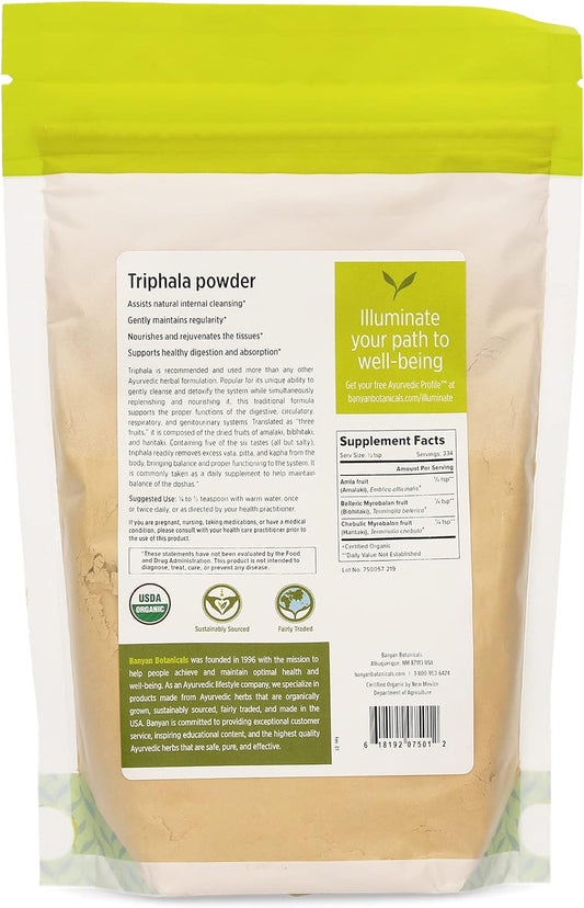 Banyan Botanicals Triphala Powder ? Organic Formula of Amla, Haritaki & Bibhitaki ? for Daily Detoxifying, Cleansing & Rejuvenation* ? Maintains Regularity* ? 1lb. ? Non-GMO Sustainably Sourced