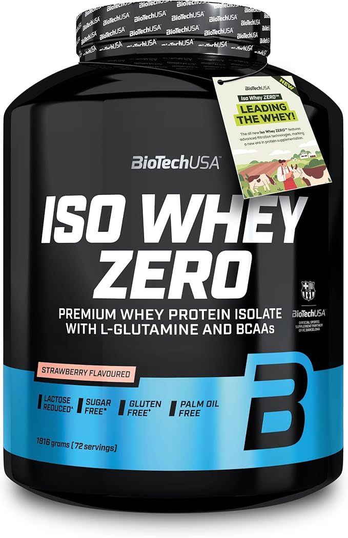 Biotechusa Iso Whey Zero | Premium Whey Protein Isolate | Grass-Fed | Enzyme-Free | Sugar- And Gluten-Free, 1816 G, Strawberry