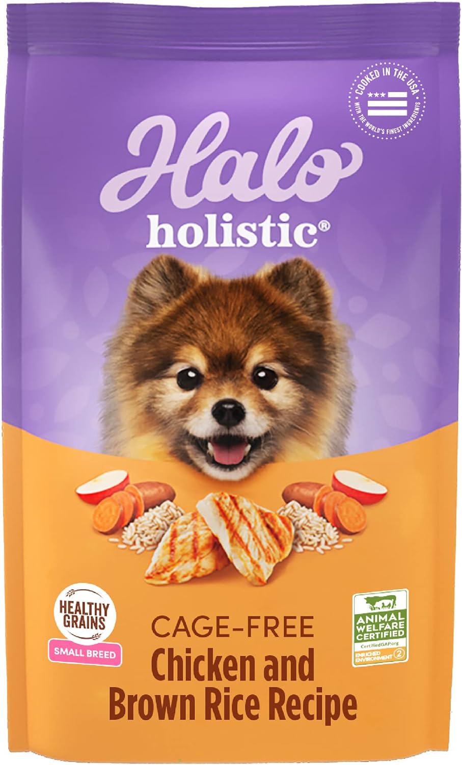 Halo Holistic Dog Food, Complete Digestive Health Cage-Free Chicken and Brown Rice Recipe, Dry Dog Food Bag, Small Breed Formula, 3.5-lb Bag