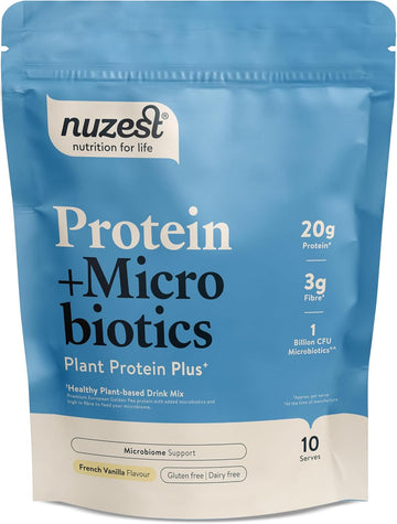 Nuzest - Protein + Microbiotics – Gut Health - Plant Protein Powder - Rich Chocolate, 300G (10 Servings)