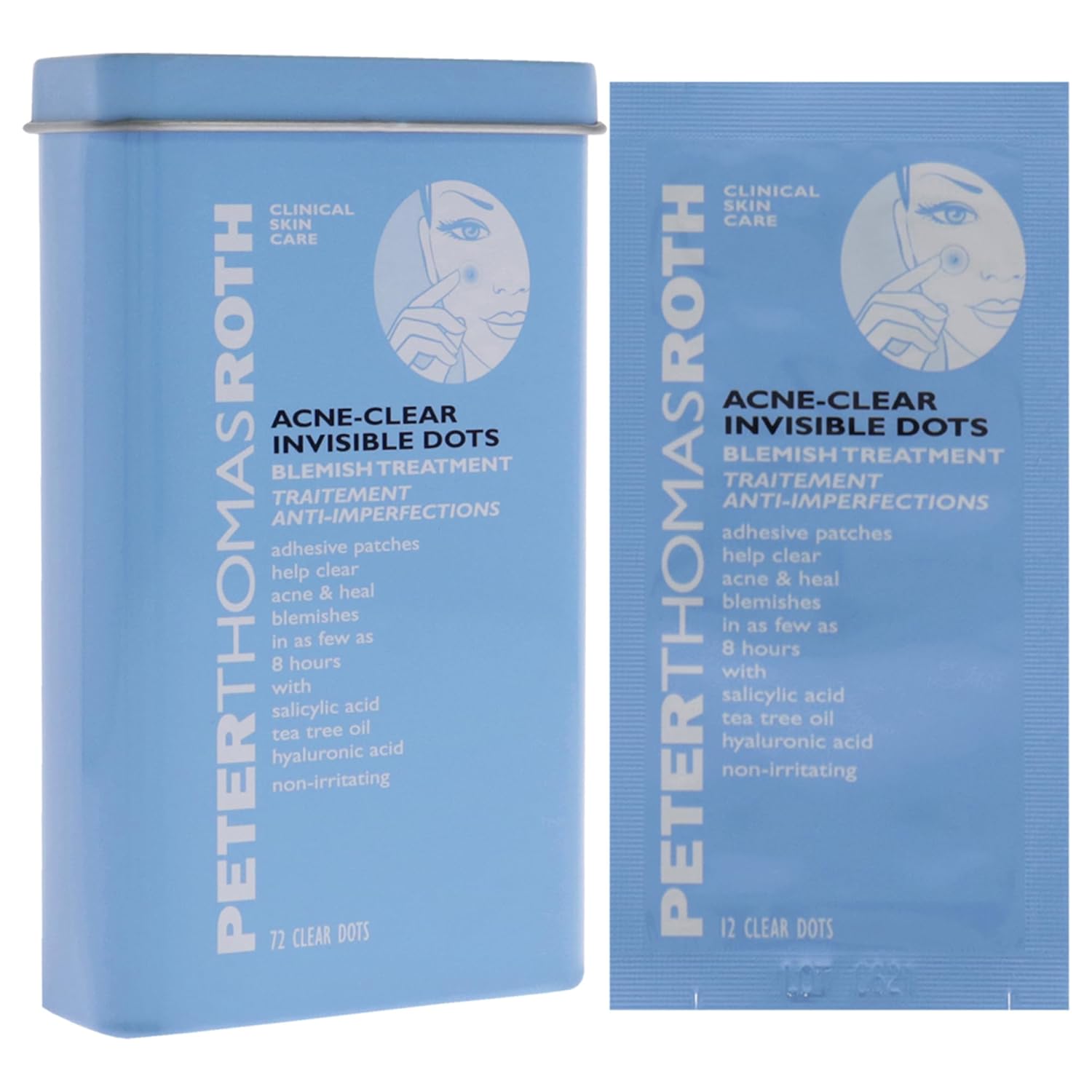 Peter Thomas Roth | Acne-Clear Invisible Dots | Blemish Treatment, Salicylic Acid Pimple Patches, Helps Reduce the Look of Blemishes in 8 Hours, Two Patch Sizes : Beauty & Personal Care