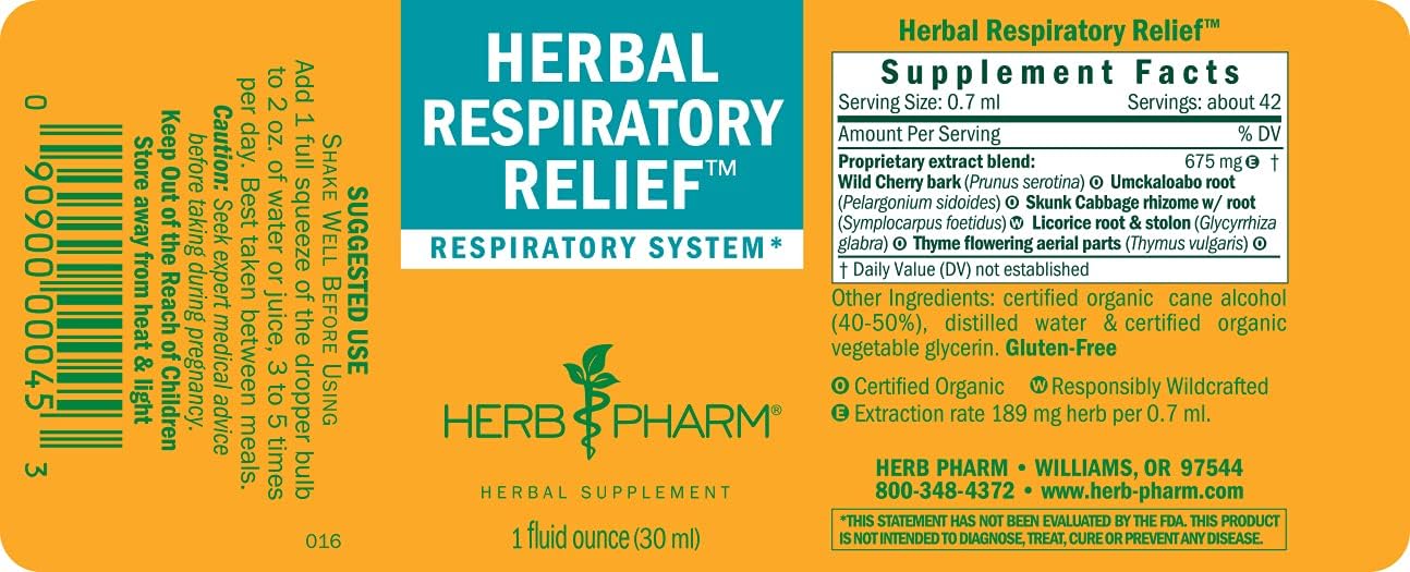 Herb Pharm Herbal Respiratory Relief Liq Formula with Wild Cherry Liq Extract, 1   (Pack of 1)