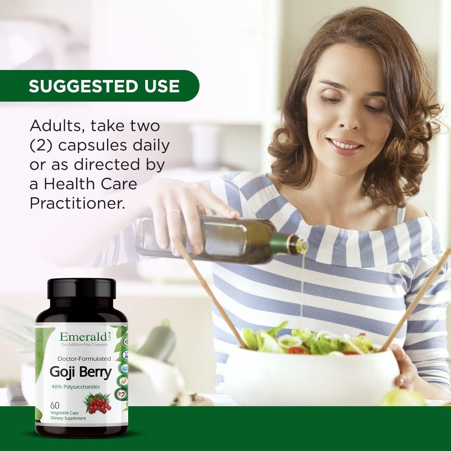Emerald Labs Goji Berry - Dietary Supplement with Polysaccharides Lycium Barbarum for Liver Cleanse, Energy Booster, and Immune Function - 60 Vegetable Capsules : Health & Household