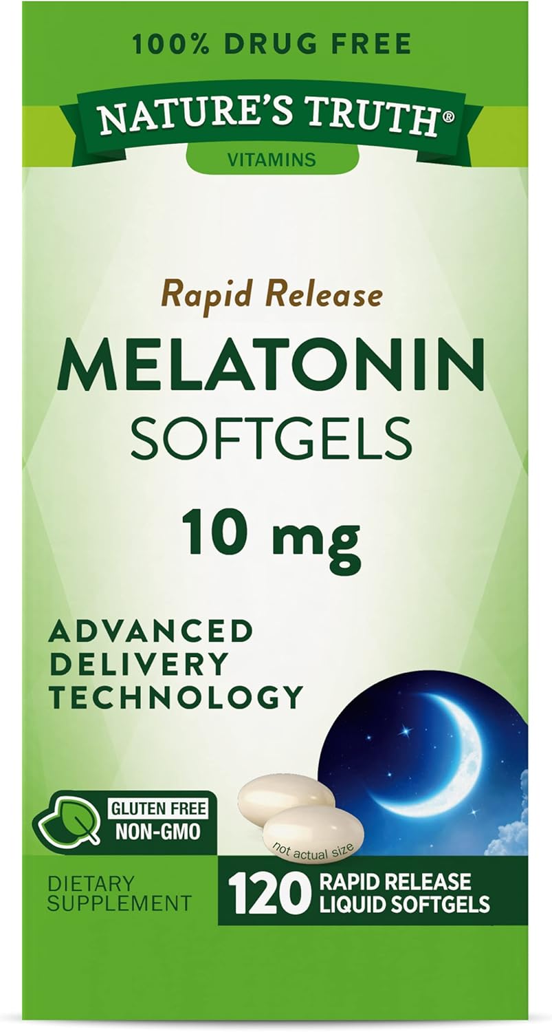 Melatonin 10Mg | Quick Release Softgel Capsules | 120 Count | Non-Gmo & Gluten Free Supplement | By Nature'S Truth