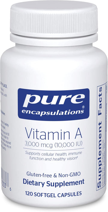 Pure Encapsulations Vitamin A - 3,000 mcg - from Cod Liver Oil - Immune & Vision Support* - Vitamin A Palmitate Supplement - Non-GMO - 120 Softgel Capsules