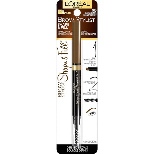 L'Oreal Paris Brow Stylist Shape & Fill Mechanical Eye Brow Makeup Pencil, Dark Blonde, 0.008 Oz