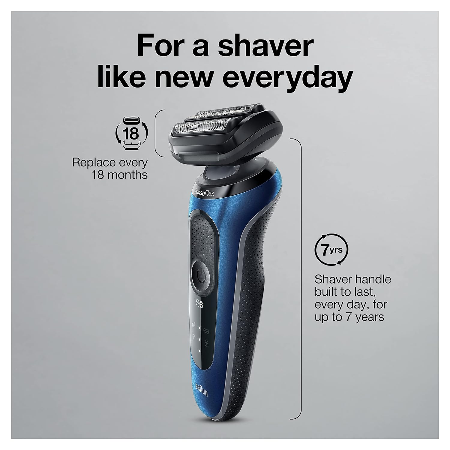 Braun Series 6 6095cc Electric Razor for Men with SmartCare Center, Beard Trimmer, Stubble Beard Trimmer, Cleansing Brush, Wet & Dry, Rechargeable, Cordless Foil Shaver, Blue : Beauty & Personal Care