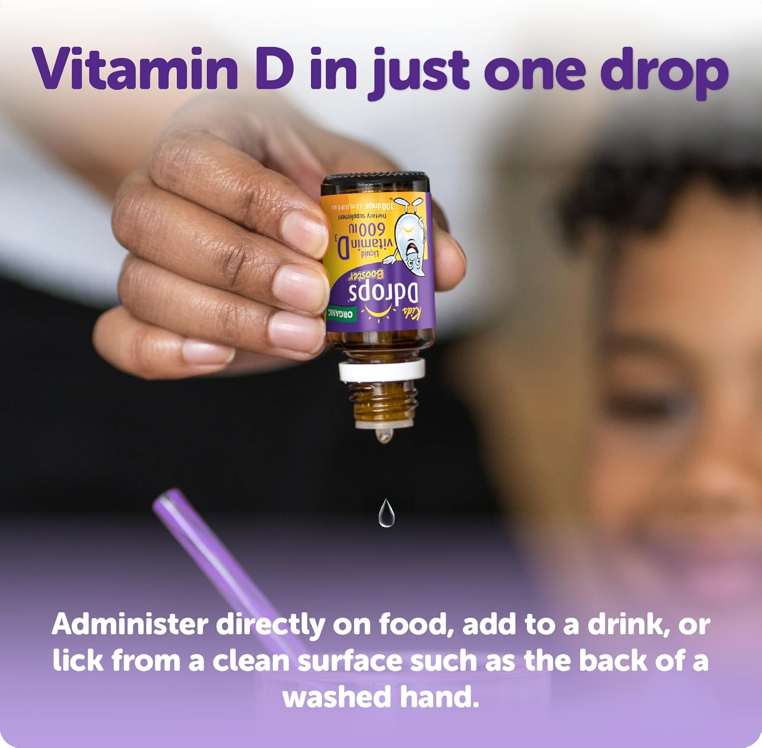 Ddrops Kids Booster 600Iu 100 Drops - Daily Liquid Vitamin D For Kids. Support Strong Bones & Immune System In Children. No Preservatives, No Sugar, Non-Gmo, Allergy-Friendly : Health & Household