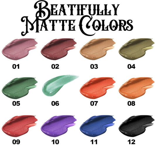 4Pcs Dark Red Purple Blue Black Matte Liquid Lipstick Sets,Matte Lipstick Lip Stain Long Lasting 24 Waterproof Lip Gloss Gift Set Matt Liquid Makeup Lipstick For Women Halloween Party Cosplay(Set C)