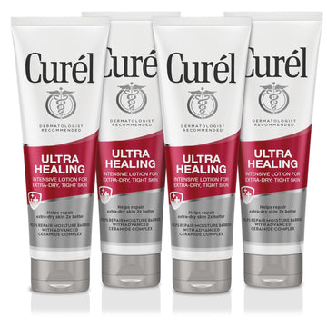 Curel Ultra Healing Body Lotion, Body and Hand Moisturizer for Extra-Dry, Tight Skin, with Advanced Ceramide Complex and Hydrating Agents, 2.5 Fl Oz (Pack of 4)