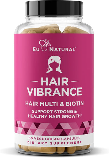 Vibrance Hair Growth Vitamins For Women – Grow Hair Faster, Healthier, And Stronger With Potent Multiblend Of Biotin & Optimsm – Supports Thicker, Shinier Hair & Regrowth – 60 Vegetarian Soft Capsules