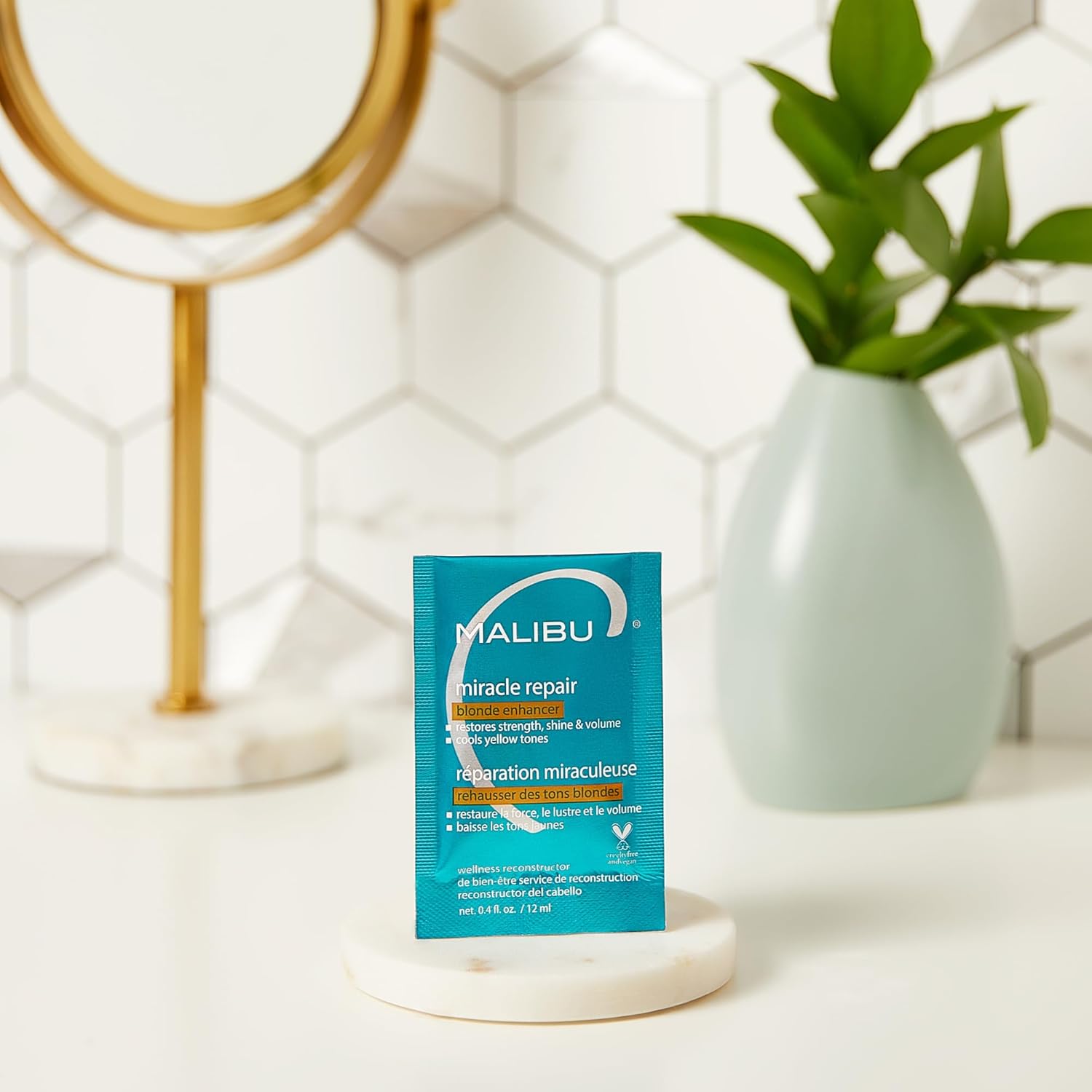 Malibu C Miracle Repair Hair Reconstructor, Blonde Enhancer (1 Packet) - Nourishing Hair Repair Treatment For Damaged Blonde Strands - Relieves Hair Discoloration : Beauty & Personal Care
