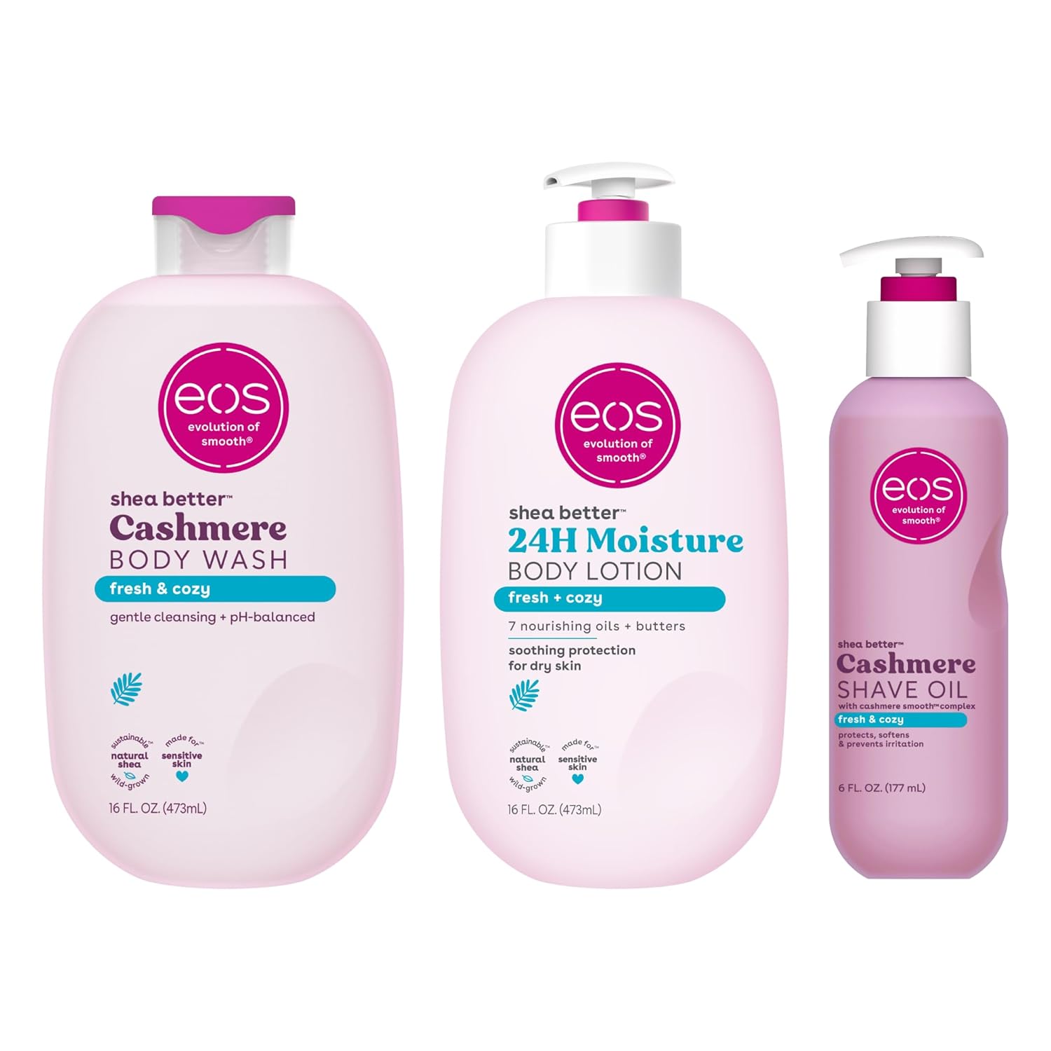 Eos Shower Essentials Bundle- Body Lotion, Body Wash, Shave Oil - Fresh & Cozy : Beauty & Personal Care