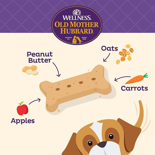 Old Mother Hubbard By Wellness Classic P-Nuttier Value Box Natural Dog Treats, Crunchy Oven-Baked Biscuits, Ideal For Training, Large Size, 6 Pound Box