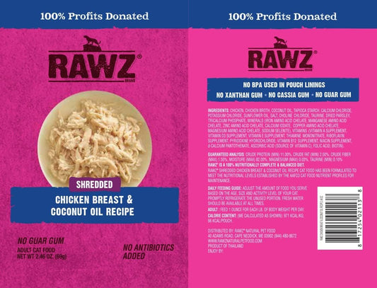 Rawz® Shredded Chicken Breast & Coconut Recipe 8/2.46 Oz Pouches