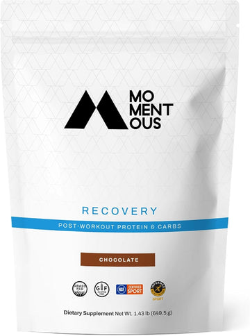 Momentous Recovery Grass-Fed Whey Protein Powder - 20G Post-Workout Whey Isolate Protein - Nsf Certified, Gluten-Free, 15 Servings, Chocolate (Package May Vary)