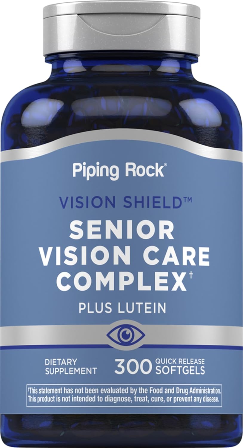 Piping Rock Eye Health Supplements | 300 Softgels | Senior Vision Care Complex | Plus Lutein | Non-Gmo, Gluten Free Supplement