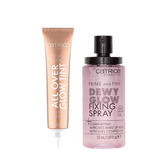 Catrice | Prime & Fine Illuminating Dewy Glow Spray & All Over Glow Tint 030 Bundle | Full Coverage Makeup | Vegan & Cruelty Free