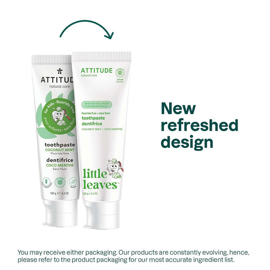 ATTITUDE Fluoride-Free Toothpaste, Plant- and Mineral-Based Ingredients, Vegan, Cruelty-Free and Sugar-Free, Coconut and Mint 4.2 Oz
