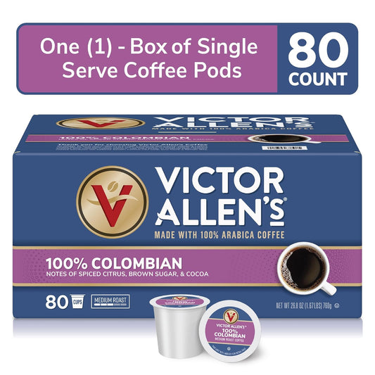 Victor Allen'S Coffee 100% Colombian, Medium Roast, 80 Count, Single Serve Coffee Pods For Keurig K-Cup Brewers