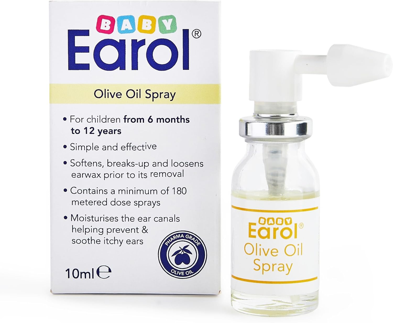 Baby Earol Olive Oil Ear Spray, For Babies And Children From 6 Months, For Excessive Ear Wax, Reduce Need For Syringing Or Microsuction, 10Ml Metered Dose Spray