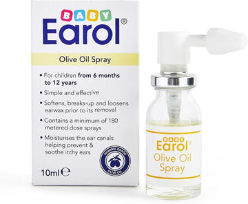 Baby Earol Olive Oil Ear Spray, For Babies And Children From 6 Months, For Excessive Ear Wax, Reduce Need For Syringing Or Microsuction, 3 Pack Of 10Ml Metered Dose Spray