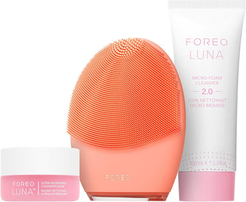 Foreo Clean Balance Luna 4 Bundle - Facial Cleansing Brush For Balanced Skin + Luna Micro-Foam Face Cleanser 2.0, 100 Ml + Cleansing Balm, 75 Ml - Firming Face Massager
