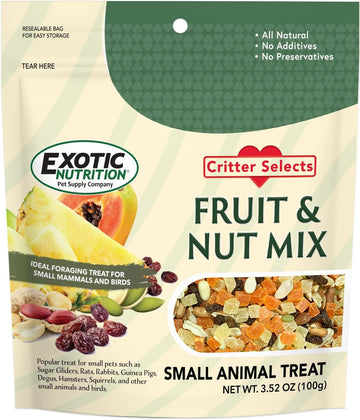 Fruit & Nut Mix (7 Oz.) - Healthy & Unique Mixed Nuts & Dried Fruit Treat - Sugar Gliders, Squirrels, Marmosets, Parrots, Birds, Rats, Rabbits, Guinea Pigs, Hamsters, Chinchillas & Other Small Pets…