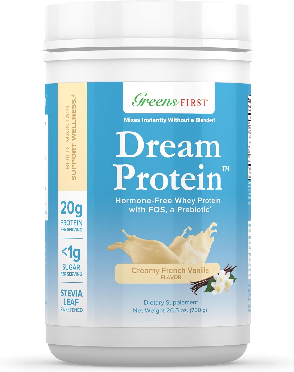 Greens First Dream Whey Protein Powder, Creamy French Vanilla, 30 Serv