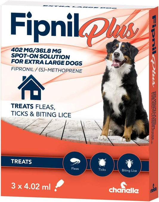 Fipnil Plus Spot On Solution Flea Drops, Tick & Lice Repellent (For X-Large Dogs (Weight 40Kg+) 3 Pipettes)