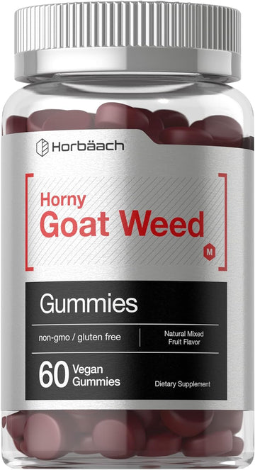 Horbäach Horny Goat Weed Gummies | 60 Count | Vegan, Non-Gmo, And Gluten Free Extract Formula With Maca | Mixed Fruit Flavor