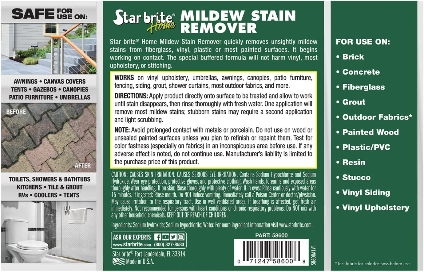 STAR BRITE Home Mildew Stain Remover Gel - 1 GALLON : Health & Household