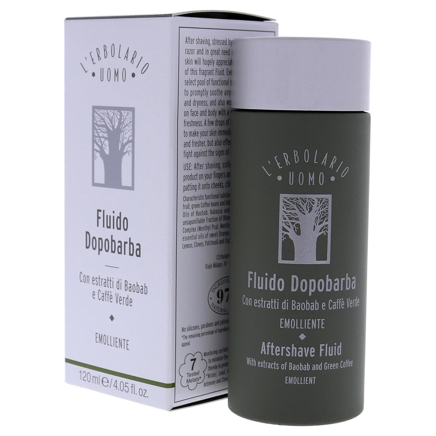 L'Erbolario Baobab And Green Coffee Aftershave Fluid - For Instantly Reducing Any Redness Caused By Shaving - Soothe Any Feelings Of Discomfort And Dryness - Burst Of Freshness - For Men - 4.05 Oz : Beauty & Personal Care