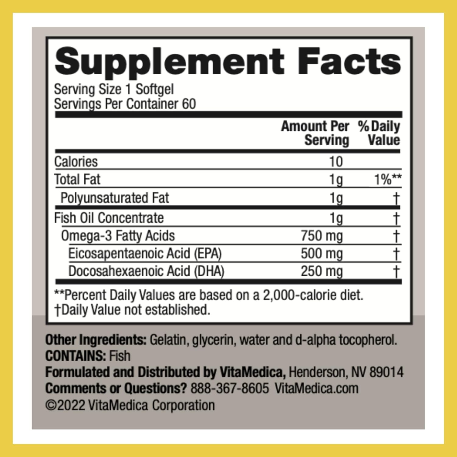 High-Potency, Super EPA/DHA Fish Oil 750mg of Essential Omega-3 Fatty Acids | EPA & DHA | Heart Health, Brain Health, Immune System Health : Health & Household