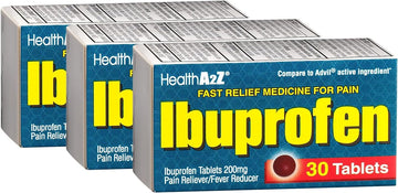 Healtha2Z Ibuprofen 200mg Tablets | Pain Relief for Headache, Body Aches, Arthritis, Back Pain, Cramps & Fever | 30 Count (Pack of 3)