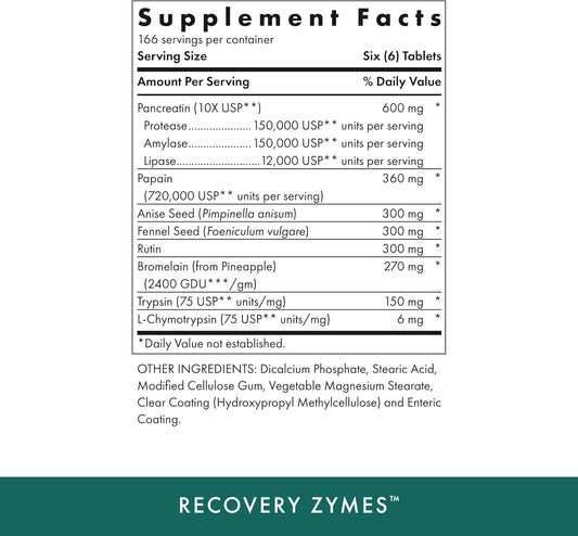 Michael'S Health Naturopathic Programs Recovery Zymes - 1000 Enteric Coated Ph Stable Tablets - Proteolytic Enzyme Supplement - Supports Natural Inflammatory Response - 166 Servings