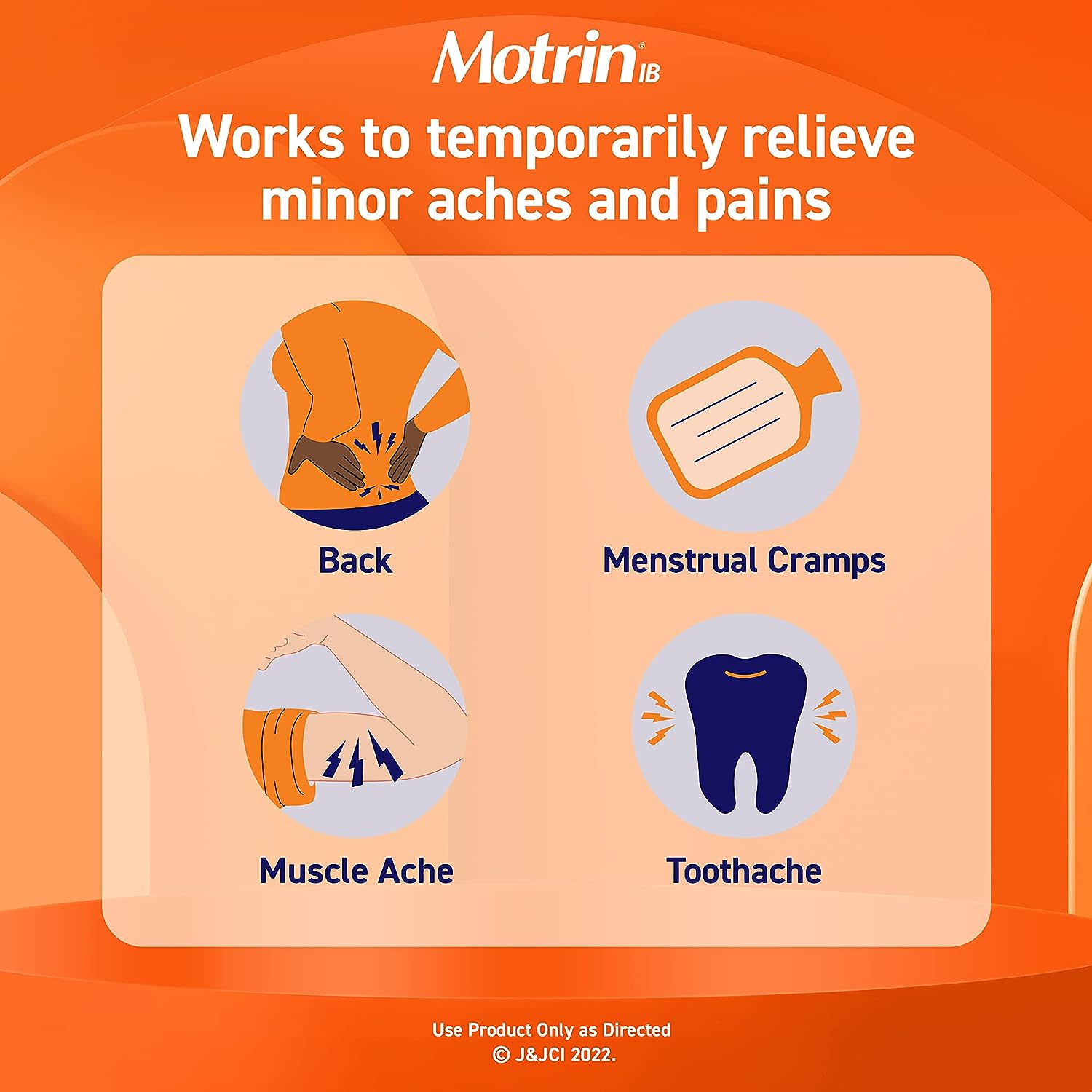 Motrin IB, Ibuprofen 200mg Tablets for Fever, Muscle Aches, Headache & Backache, 225 Ct : Health & Household
