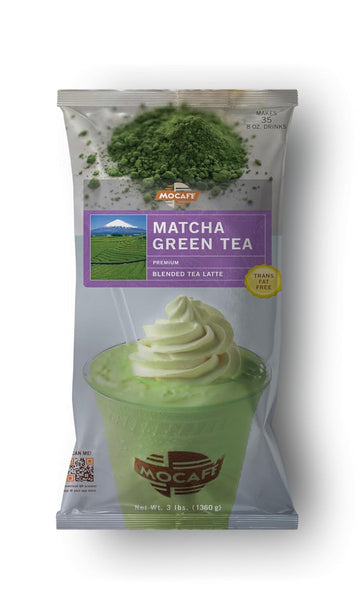 Mocafe Matcha Green Tea Latte, With Japanese Matcha, 3-Pound Bag Blended Frappe Mix, Coffee House Style Blended Drink Used By Coffee Shops And Tea Bars