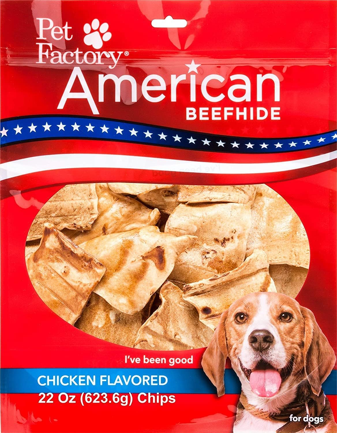 Pet Factory American Beefhide Chips Dog Chew Treats - Chicken Flavor, 22 Oz