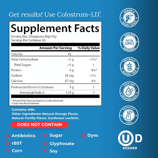 Colostrum-Ld® Powder, Natural Orange-Vanilla Flavor :: 12Oz/340G