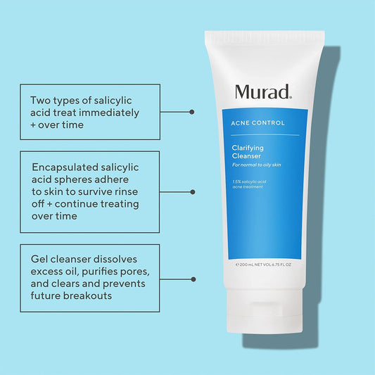 Murad Clarifying Cleanser - Acne Control Salicylic Acid & Green Tea Extract Face Wash - Exfoliating Acne Skin Care Treatment Backed By Science