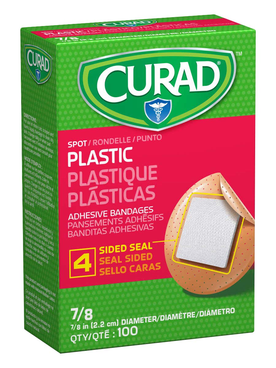 Curad Plastic Adhesive Spot Bandages, 0.875-Inch Diameter, Case Of 1200