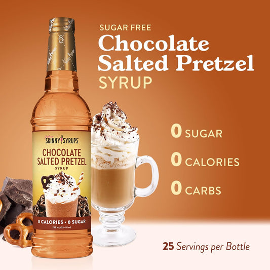 Jordan'S Skinny Syrups Sugar Free Coffee Syrup, Chocolate Covered Pretzel Syrup Flavor, Zero Calorie Flavoring For Latte, Protein Shake, Cocktail & More, Gluten Free, Keto Friendly, 25.4 Fl Oz, 1 Pack